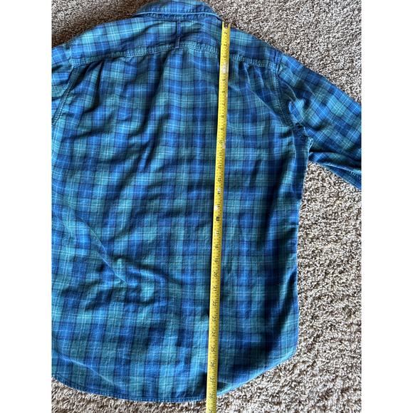 Banana Republic M Tattersall Plaid Flannel Long Sleeve Button Up Blue Green - Picture 6 of 7